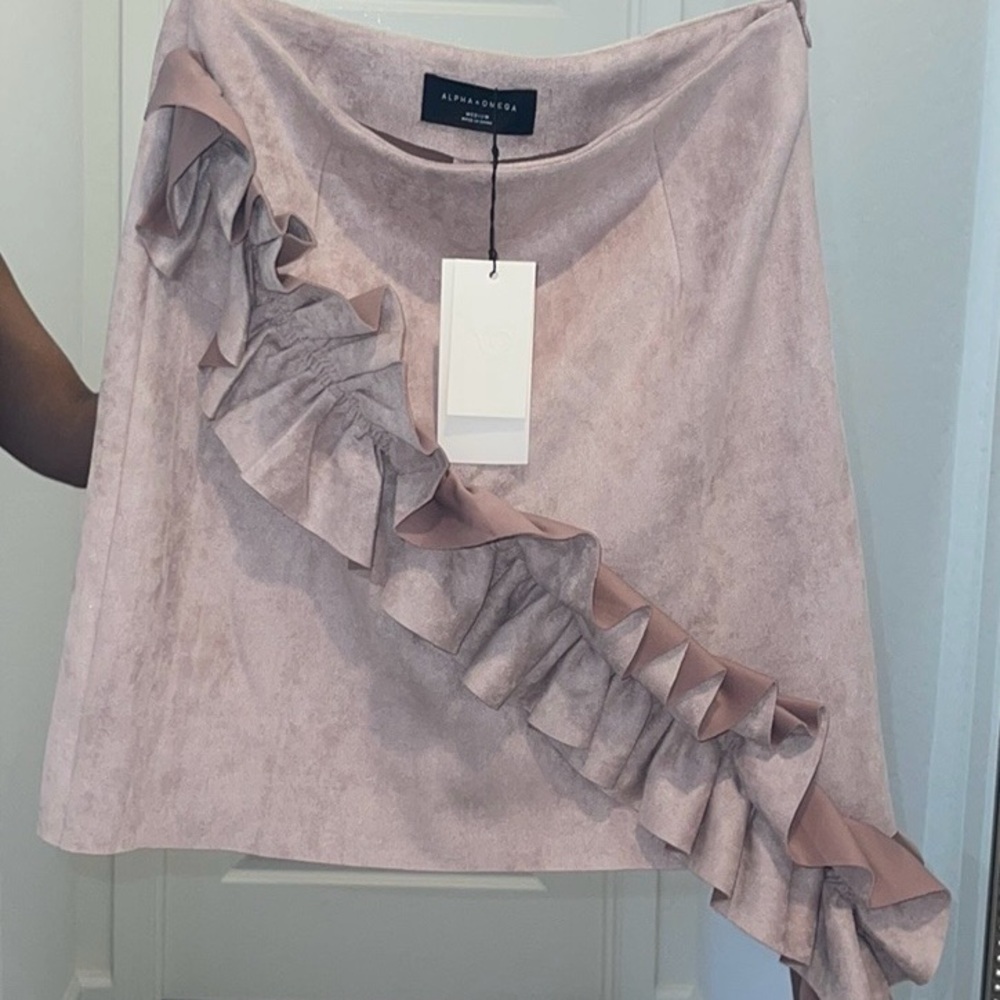 NEW Alpha & Omega Mini Faux Suede Skirt